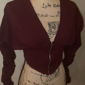 AKIRA: Deep Red Women's Sweater with Zipper